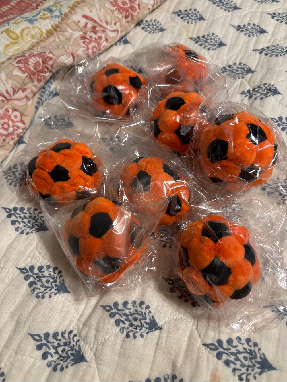 Plush Soccer Ball Toy - Orange and Black - Kids